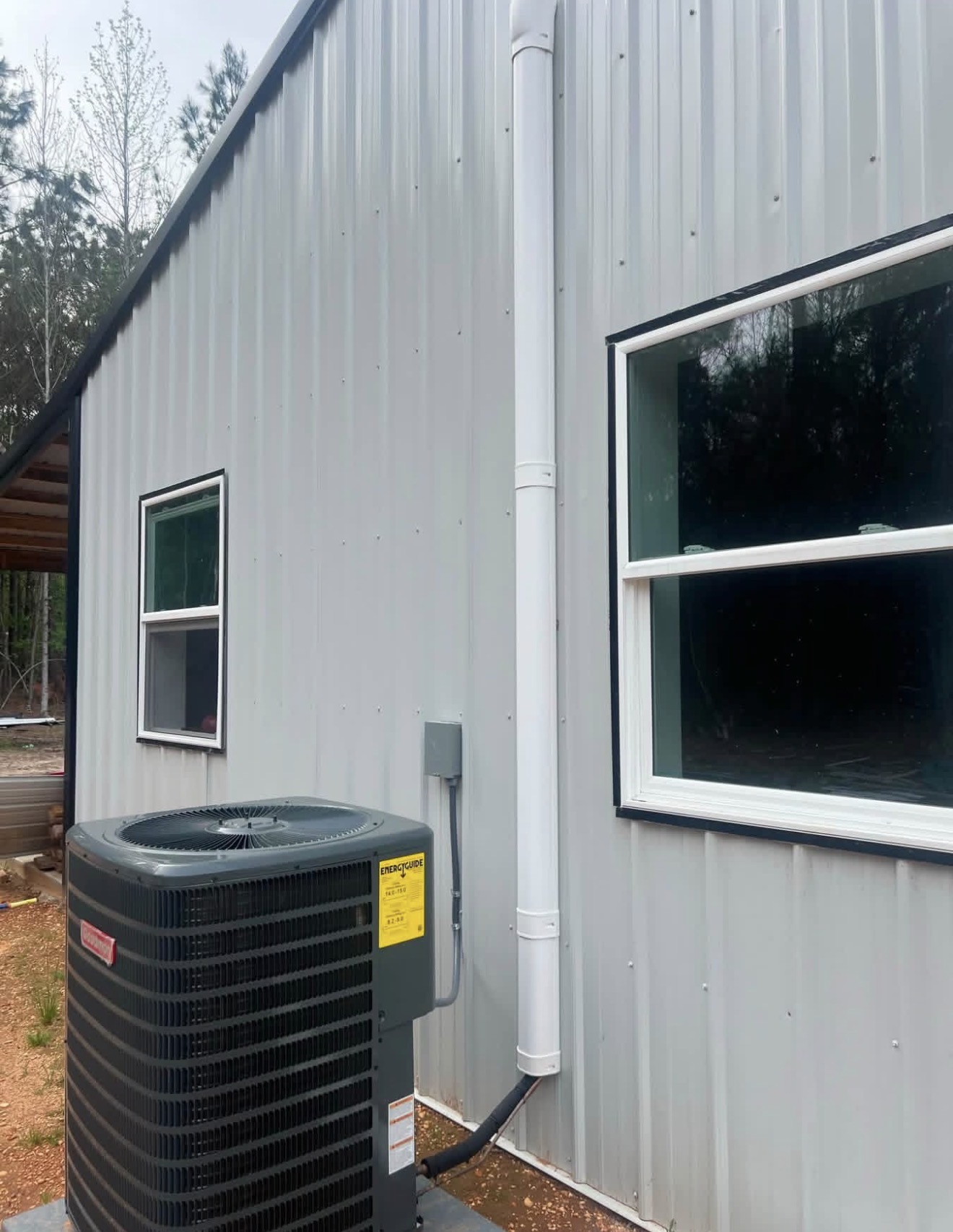 Outdoor air conditioning unit at a metal building